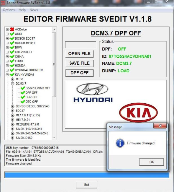 MODULE DPF OFF ECU DCM 3.7 KIA HYUNDAI
