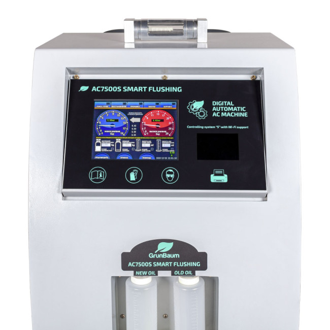 Установка для заправки автокондиционеров GRUNBAUM AC7500S SMART FLUSHING, автоматическая, R134