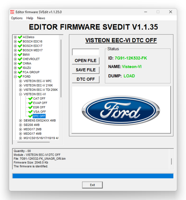 MODULE Ford Visteon ECC-VI DTC OFF