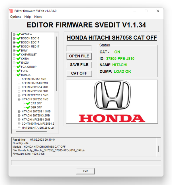 MODULE CAT OFF HITACHI SH7058 HONDA