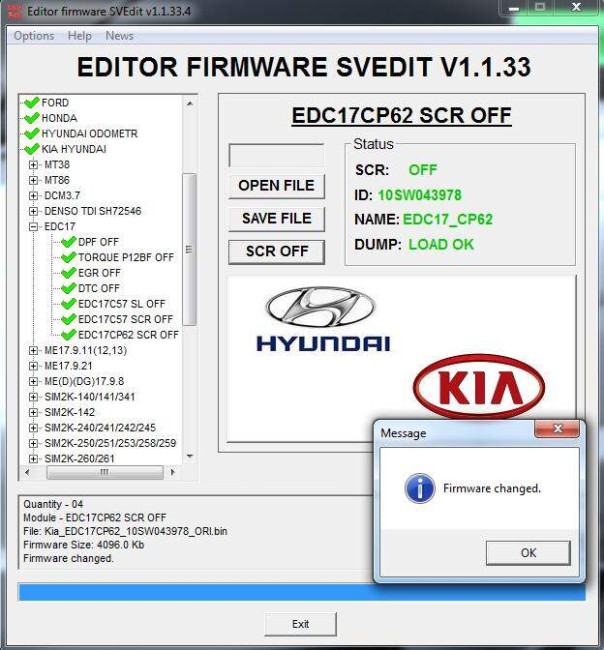 MODULE SCR OFF (ADBLUE) TDI EDC17CP62 HYUNDAI KIA