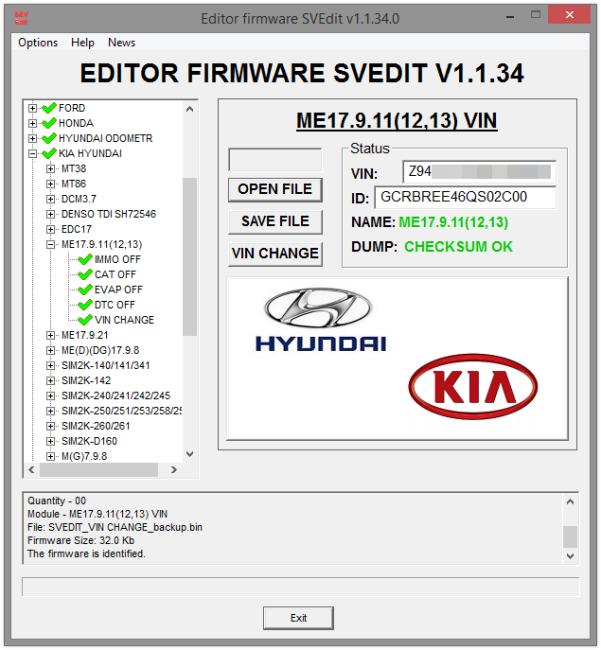 MODULE VIN CHANGE ME17.9.11(12,13) Hyundai Kia MODULE VIN CHANGE ME17.9.11(12,13) Hyundai Kia