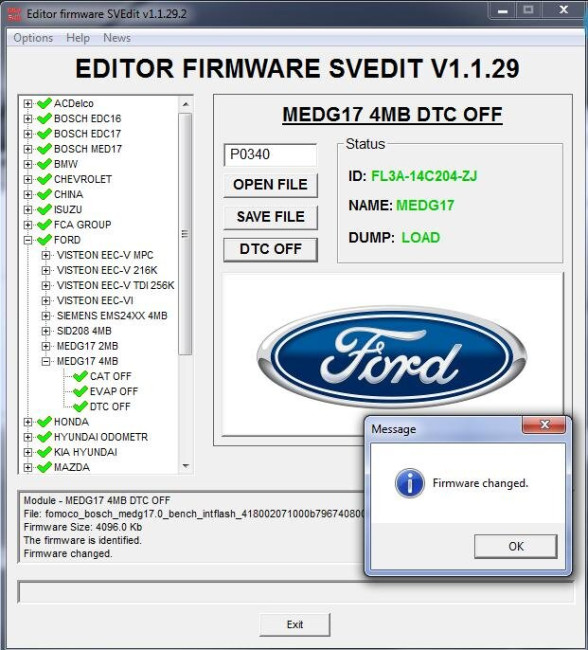 MODULE DTC OFF MEDG17 4 MB FORD
