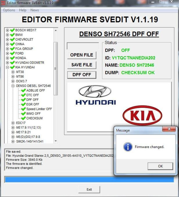 MODULE DPF OFF DENSO TDI SH72546 HYUNDAI KIA