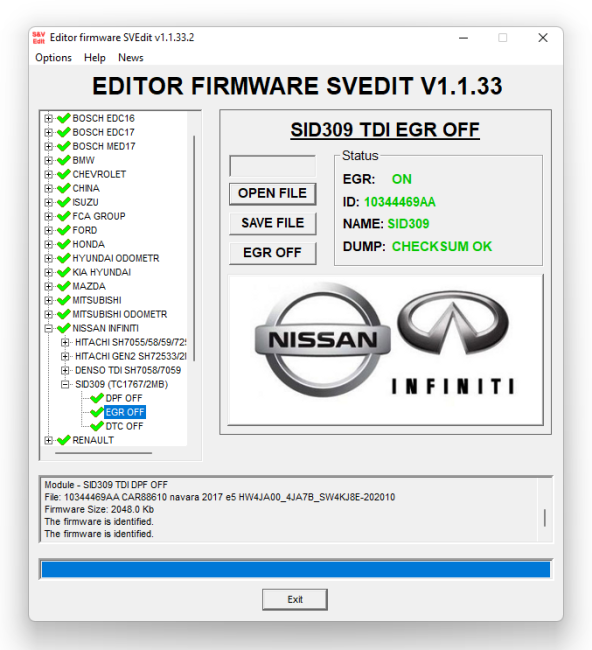 MODULE EGR OFF TDI SID309 (TC1767/2MB) NISSAN INFINITI MODULE EGR OFF TDI SID309 (TC1767/2MB) NISSAN INFINITI
