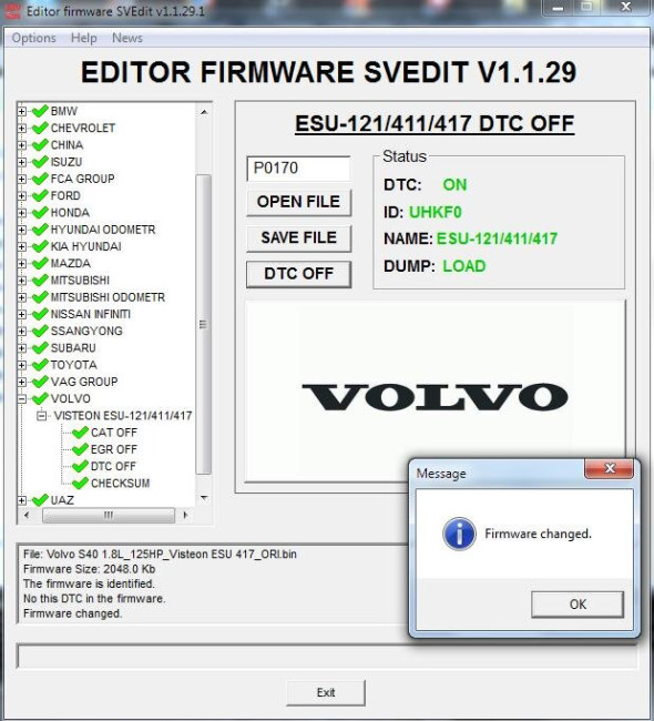 VOLVO VISTEON ESU-121/411/417 DTC OFF VOLVO VISTEON ESU-121/411/417 DTC OFF