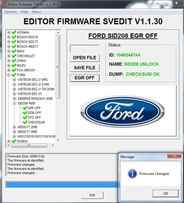 MODULE EGR OFF SID208 FORD