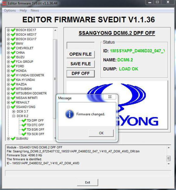 MODULE DPF OFF DCM6.2 SSANGYONG MODULE DPF OFF DCM6.2 SSANGYONG