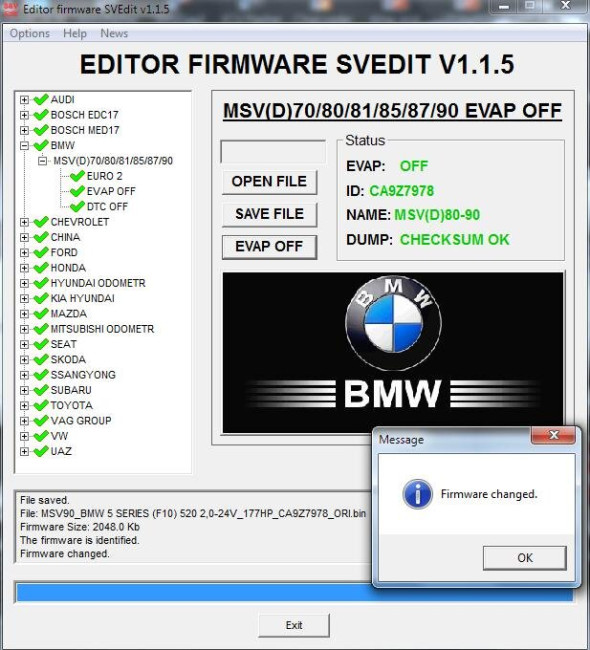 MODULE EVAP OFF MSV(D)70/80/81/85/87/90 BMW