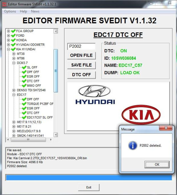 MODULE DTC OFF EDC17 KIA HYUNDAI