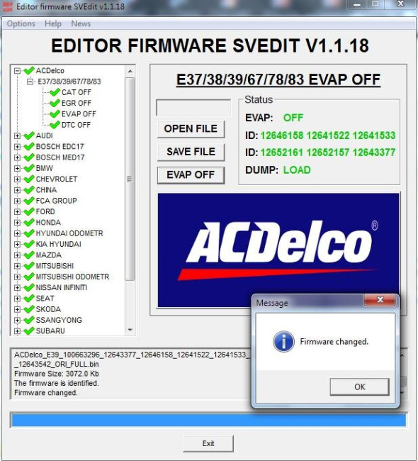 MODULE EVAP OFF ACDELCO E37/38/39/67/78/83