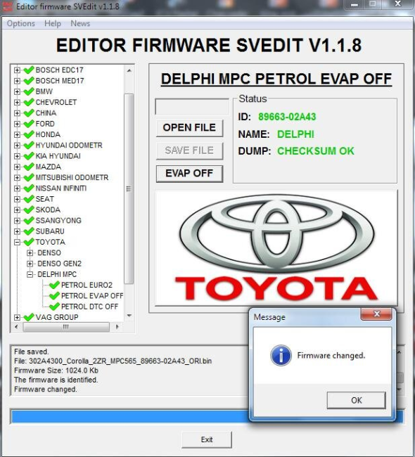 MODULE EVAP OFF DELPHI MPC TOYOTA LEXUS