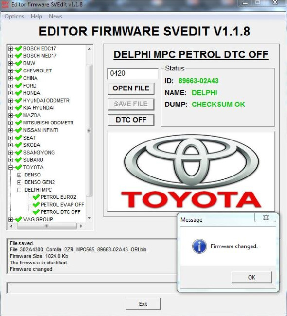 MODULE DTC OFF DELPHI MPC TOYOTA LEXUS
