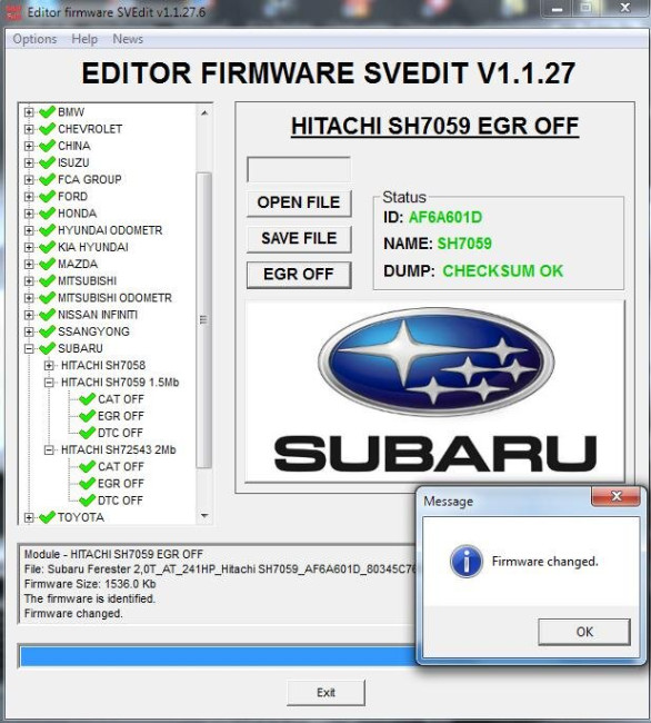 MODULE EGR OFF HITACHI SH7059 1.5 MB SUBARU